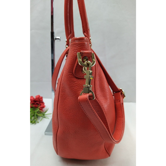 Tory Burch Amanda Red Leather Logo Pockets Satchel Shoulder Bag Purse - Picture 7 of 16